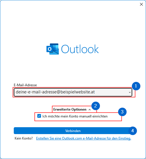 Wie Kann Ich Meine E-Mail-Adresse In Outlook Erstmalig Einrichten?